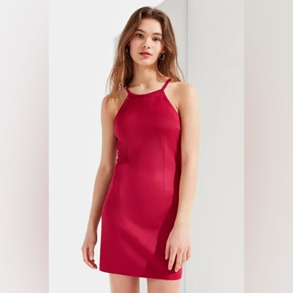 UO | Urban Outfitters Sally Faux-Suede Strappy-Back Mini Dress | 8